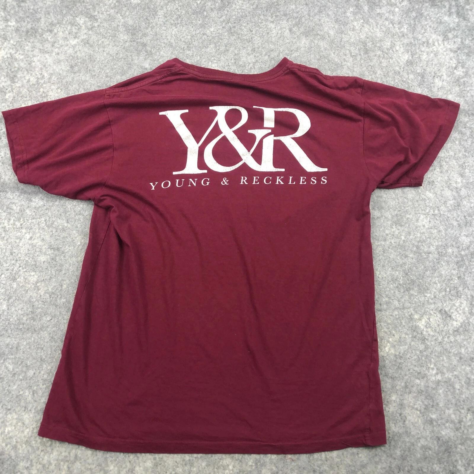 Young and Reckless Shirt Mens Medium Maroon Short Sleeve Graphic Crew Neck Y&R* 4XL