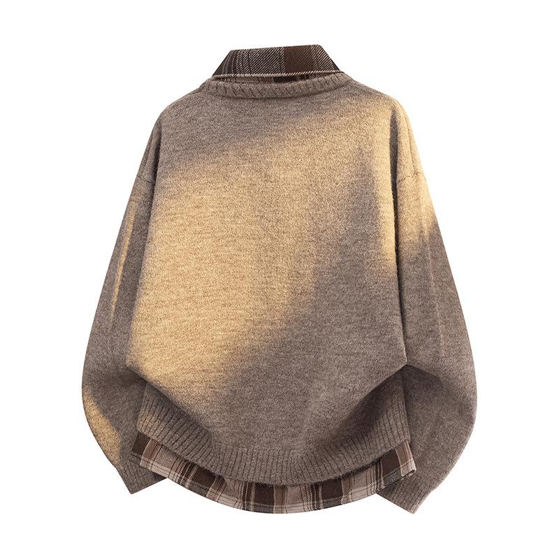 Pullovers Long Sleeves Sweaters Unisex Fake Two-piece Shirts Jumpers Paragraph of The Spring Autumn Couples Knitted Bottoming Shirt Lapel Wool Jumper
