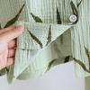 Neuer Damen Frühlings- und Sommer-Pyjama-Set 100% Baumwoll-Krepp Dünn Grün Langärmelig Hose Zweiteiliges Set