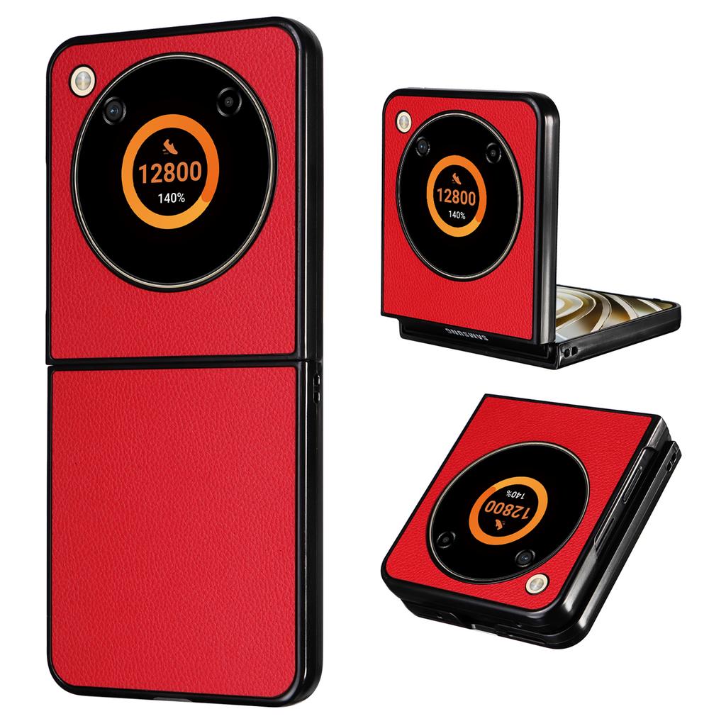 For ZTE Libero Flip A304ZT/nubia Flip 5G Case Litchi Texture PU Leather Coated PC Phone Shell