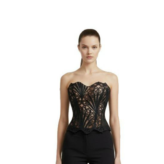 European Royal Court Style Lace Bustier - Body Shaping Mesh Top