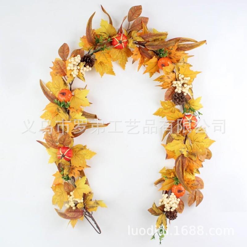 Harvest Wreath With Pumpkins Berries Vine Circle Halloween Thanksgiving Door Decor
