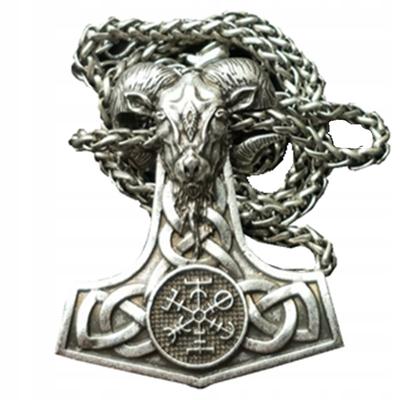 Thor's Hammer Necklace Valknut Compass Aries 126