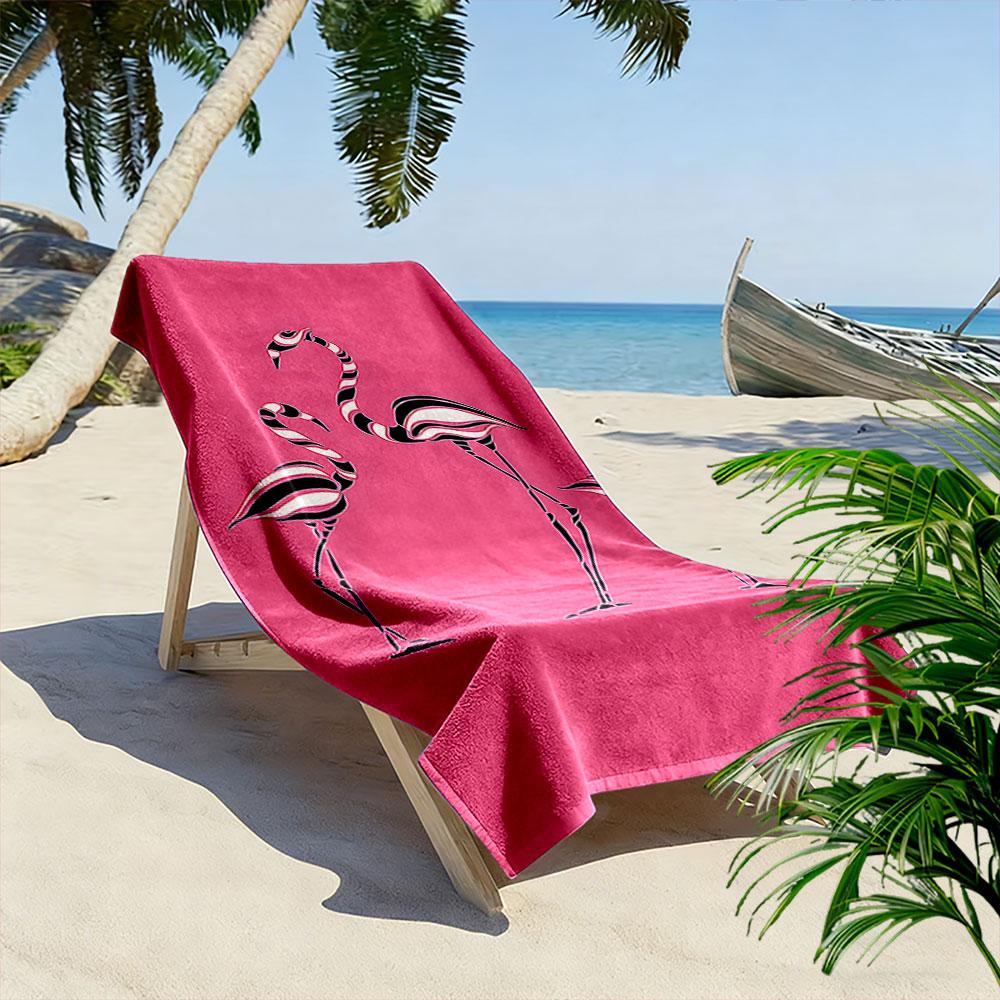 Graceful striped flamingos Print beach towel, quick drying, suitable for travel, outdoor sports, jogging, the beach and swimming, gift