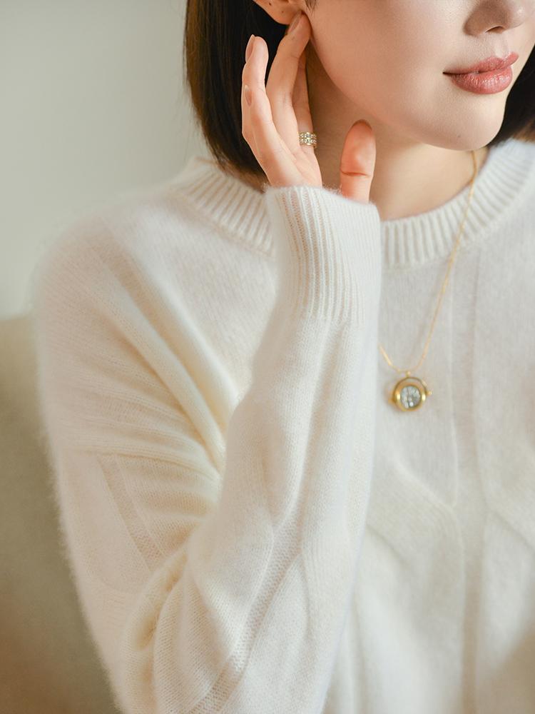 Dámský kašmírový svetr Qinghe kašmír 30% kašmír 70% vlna podzimní a zimní kašmírový svetr měkký a teplý