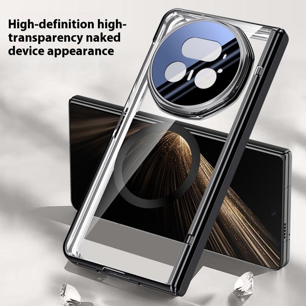 For Honor Magic V5 5G Magnetic Case PC+Acrylic Phone Cover with Anti-Spy Screen Protector,Lens Kickstand