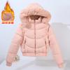 European and American autumn and winter new large fur collar live sleeve cotton clothes women's slim fleece short thickened jacket