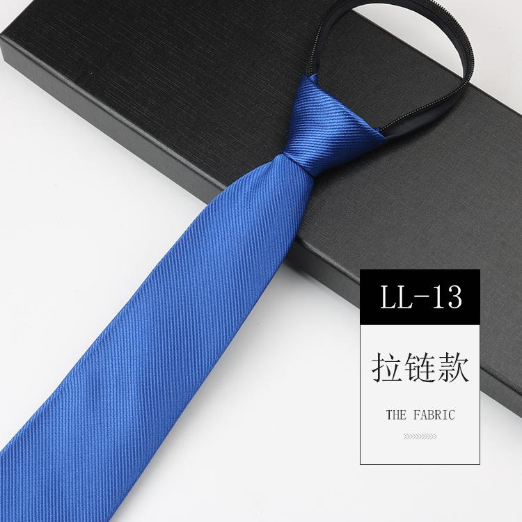 Tie Men'S, Business Zipper Work Security Shirt Striped Red Blue 8Cm Knot Free Easy To Pull