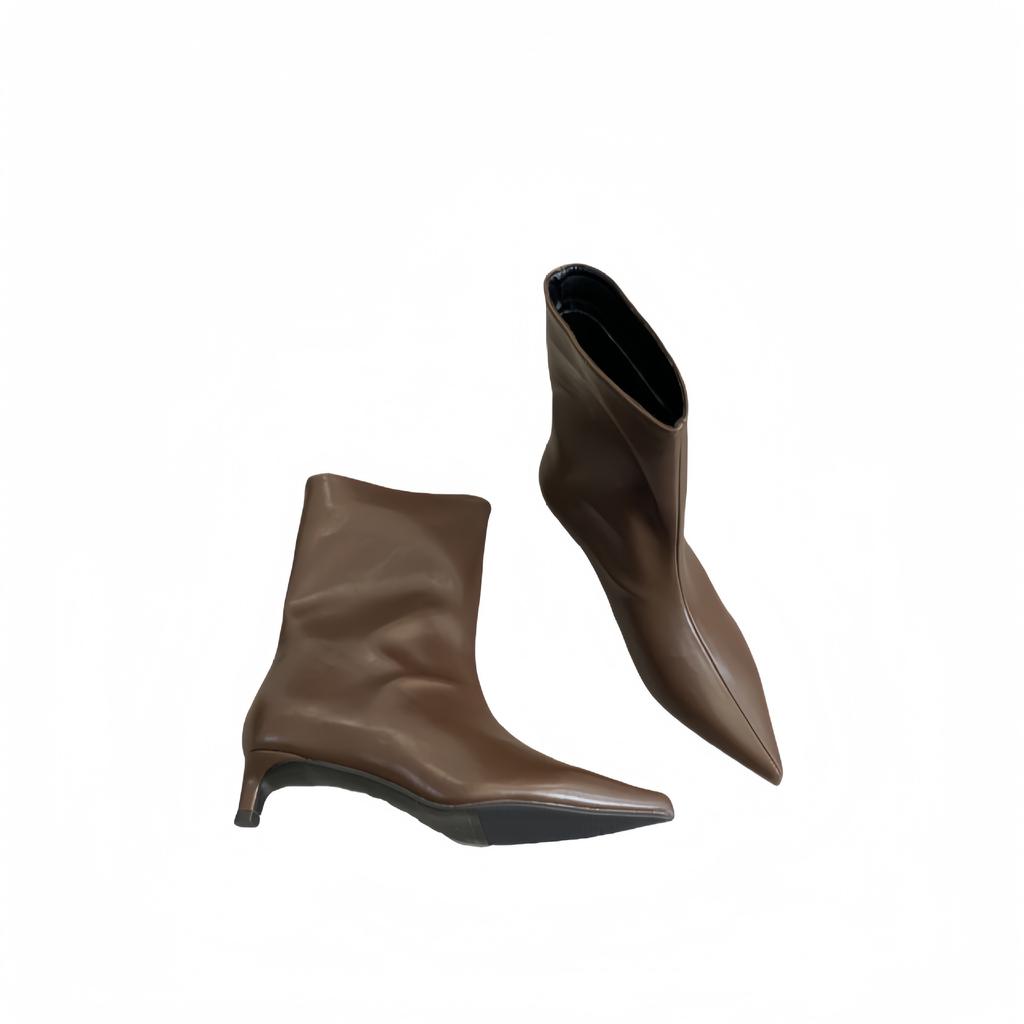 European and American style simple temperament pointed short boots fashionable commuting versatile solid color and ankle boots comfortable boots
