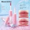 Moon Kitty Dual-Effect Essence Lip Gloss Lipstick Non-Stick Cup Water-Glossy Mirror Nude Color Matte Lip Mud for Women