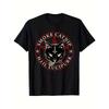 European Sizes Men'S Black Cat Graphic Tee with a Satanic Theme - Featuring The Hail Lucipurr Weed Design