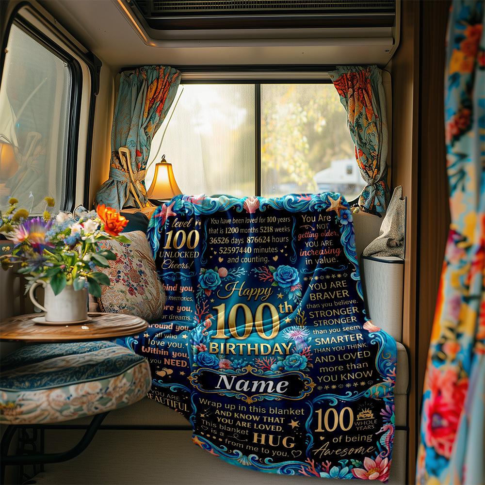 100Th Birthday Celebration Blanket Durable Comfort For Sofa Couch Office Bed Picnics Ideal For All Seasons Stylish Decor Perfect Gift For Relatives