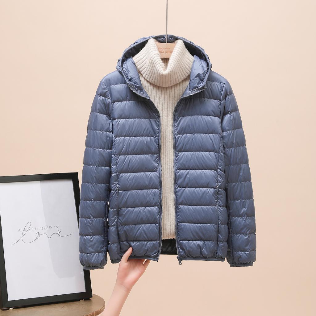 Down jacket women's new short light and thin thickened warm slim white duck down fashion coat