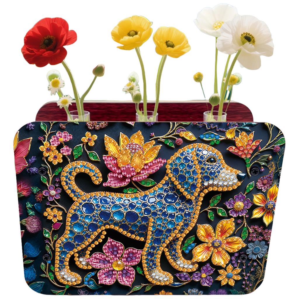 DIY Diamond Painting Wooden Tube Vase Two-Sided Pattern 5D DIY Vase Diamond Painting Kit for Adults Gift Idea Home Office Decor