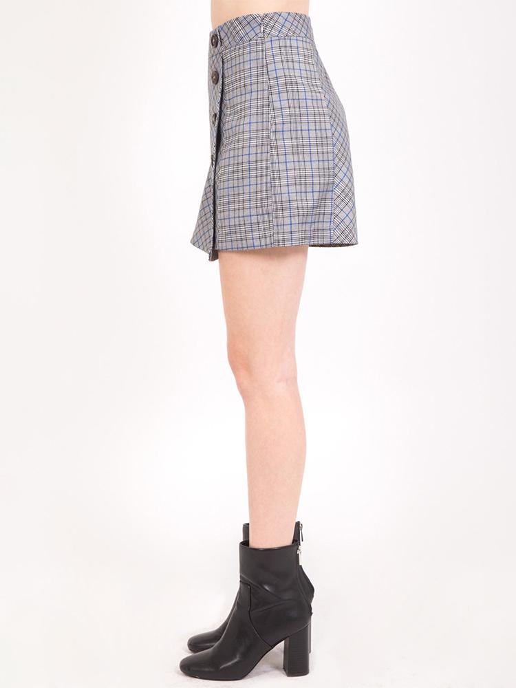 New In High-Waisted Check Wrap Skirt Pants