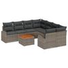 Ensemble de canapé de jardin 9 pièces avec coussins Gris Poly Rotin Acacia, Canapé de jardin 2 places avec rangement 3356228