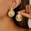 Salircon Charm Imitation Pearl Round Fan Shape Stud Earring Women Trendy Classic Exquisite Exaggerate Earring Party Jewelry