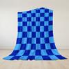 Dual Blue Check Flannel Blanket Warm Soft Halloween Christmas Couch Warm Cozy Decorative Decor Gift For All Season