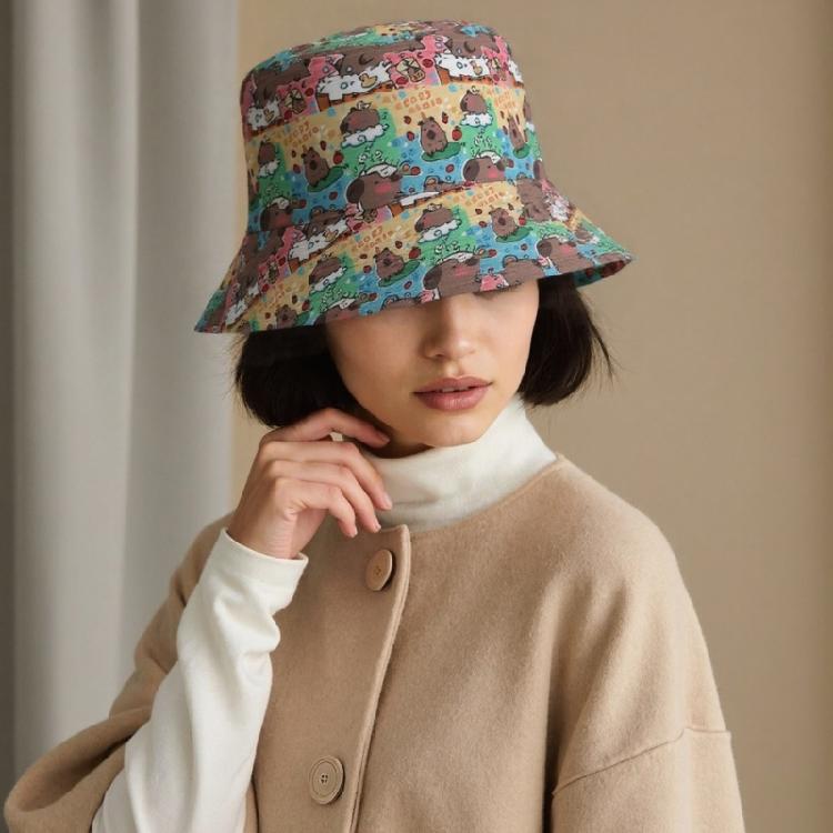 Eye Catching Capybara Bucket Hat Outdoor Sports Hat Stylish Streetwear Hat for Both Men and Women