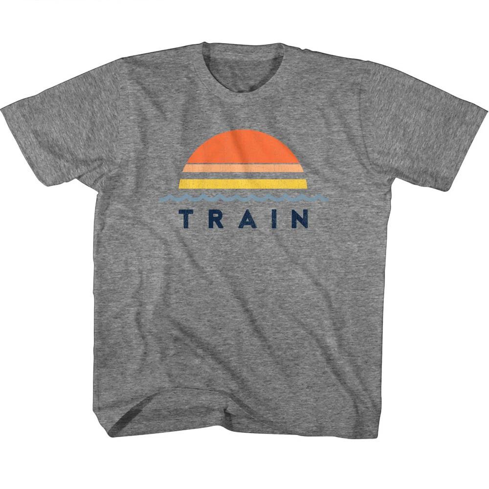 Train Sunset Water Ripple Youth T Shirt Rock Band Music Merch 4XL