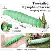 Large Soft Silicone Simulation Green Caterpillar Silkworm Model Tricky Scary Toy Early Education Cognition Decor Prop