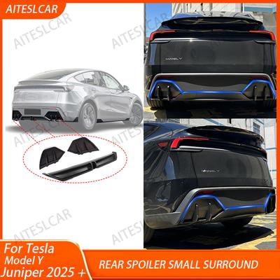 For Tesla New Model Y Juniper 2025 Rear Bumper Spoiler Lip Launch Protection Plate Diffuser ABS Carbon Fiber Cover Accessoris