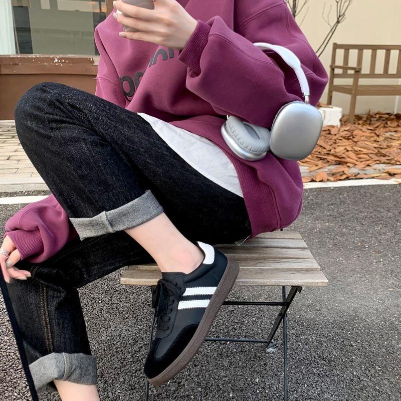 Leather women's 2 new retro versatile color matching thick-soled lace-up casual sports board shoes little white shoes