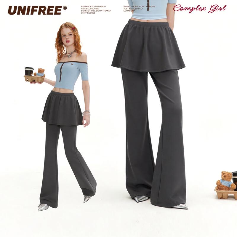 Women s Sweet Cool Faux Two-Piece Flared Casual Pants M