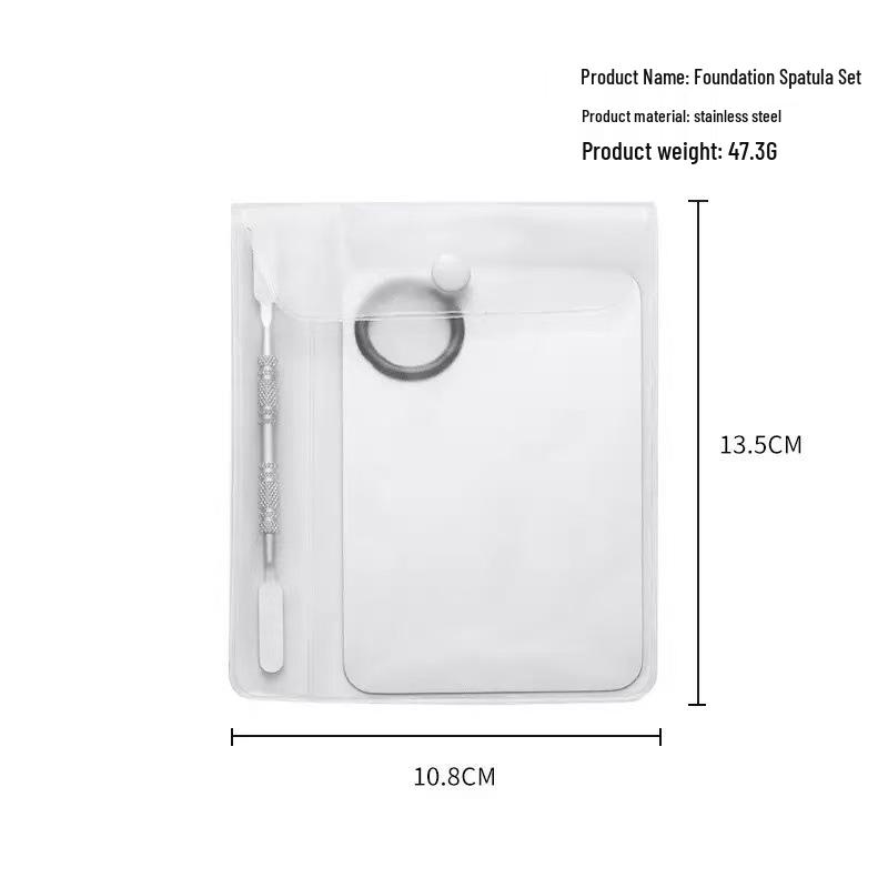 Heart-Shaped Stainless Steel Palette with Double-Ended Spatula for Makeup Mixing