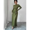 Frock Dress Autumn Solid Color Long Sleeve Hip Skirt Knitted Elastic