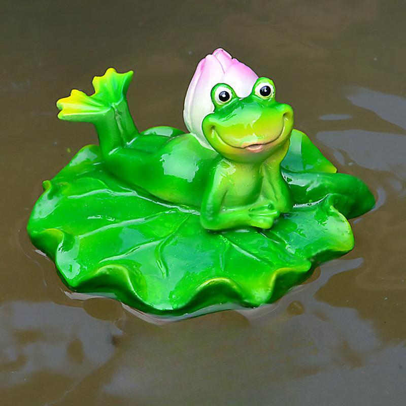 Resin Floating Frog Turtle Fish Pond Flowing Water Fountain Water Surface Lotus Flower Decoration Resin Crafts Floating Crafts