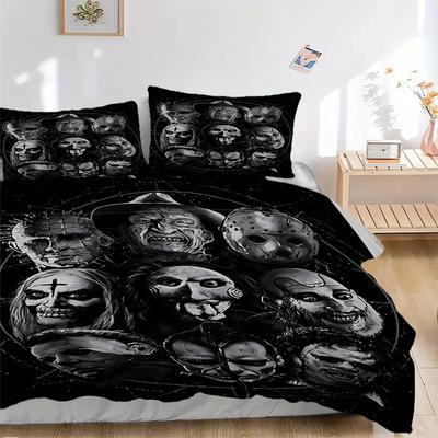 3er Set Horror-Ikonen Bettbezug - Maschinenwaschbar, Enthält 1 Bettbezug und 2 Kissenbezüge, Ohne Füllung, Ganzjahres-Heimdekoration für