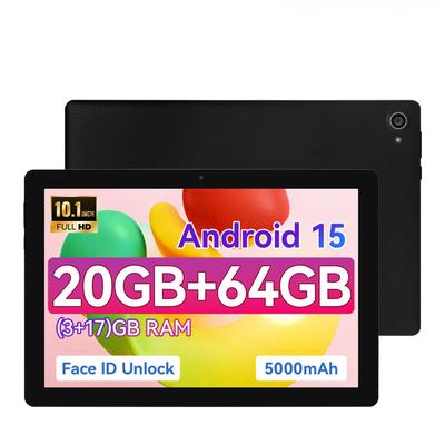 Tableta Android 15, 10.1 Pulgadas, 20 GB de RAM, 64 GB de ROM, WiFi 6, Widevine L1, Pantalla IPS HD de 120 Hz