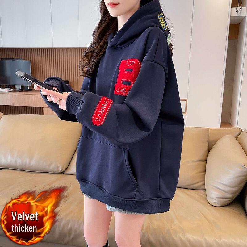 La Chapelle Relaxed Fit Fleece-Lined Hoodie with Embroidery