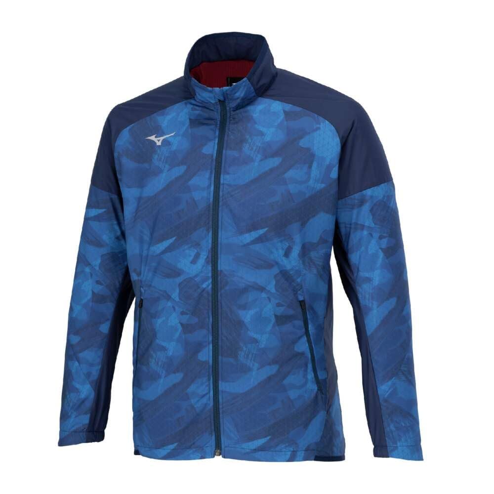 Mizuno Breath Thermo Warmer Training Pageant Blue Jacket, Moisture-Wicking, Water-Repellent, Windproof, Brushed, 32MEB541, Men's,