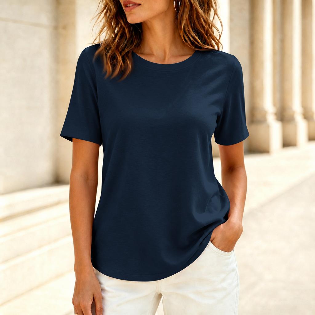Women's Casual Short Sleeve Color T-Shirt for Everyday Wear