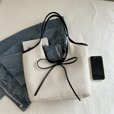 Stylish Large Capacity Bucket Bag Women's Bow Tie Handheld Shoulder Travel and Shopping Underarm Bag
