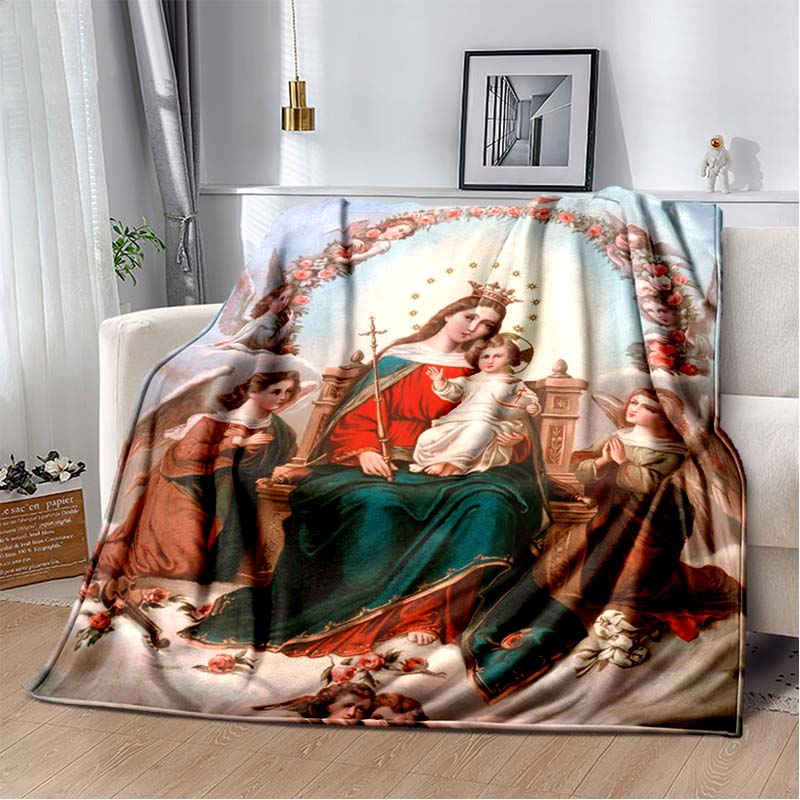 1 PC 3D printed flannel blanket (Our Lady of Guadalupe pattern) home blanket birthday gift. Customizable.
