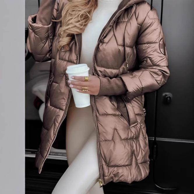 Manteau Mi-Long en Coton à Capuche avec Trois Fermetures Éclair Automne/Hiver 2025