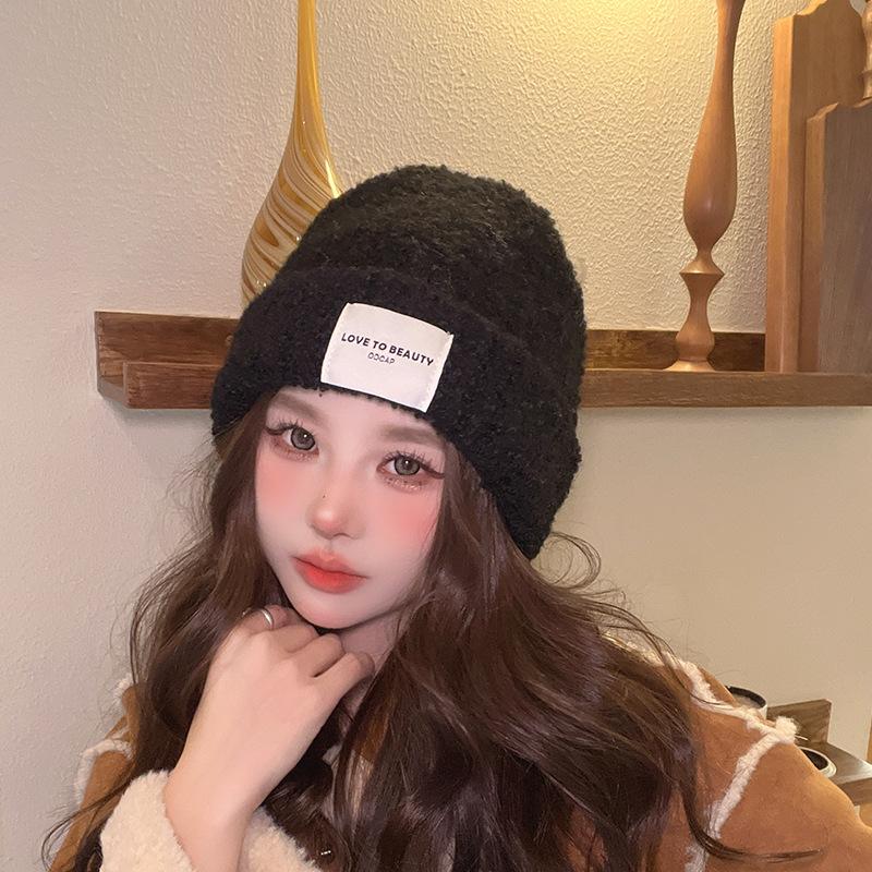 New Warm Hat for Women In Autumn and Winter Thick Knitted Wool Hat for Women Versatile Big Head Circumference Ins Trendy Face Small Knitted Hat