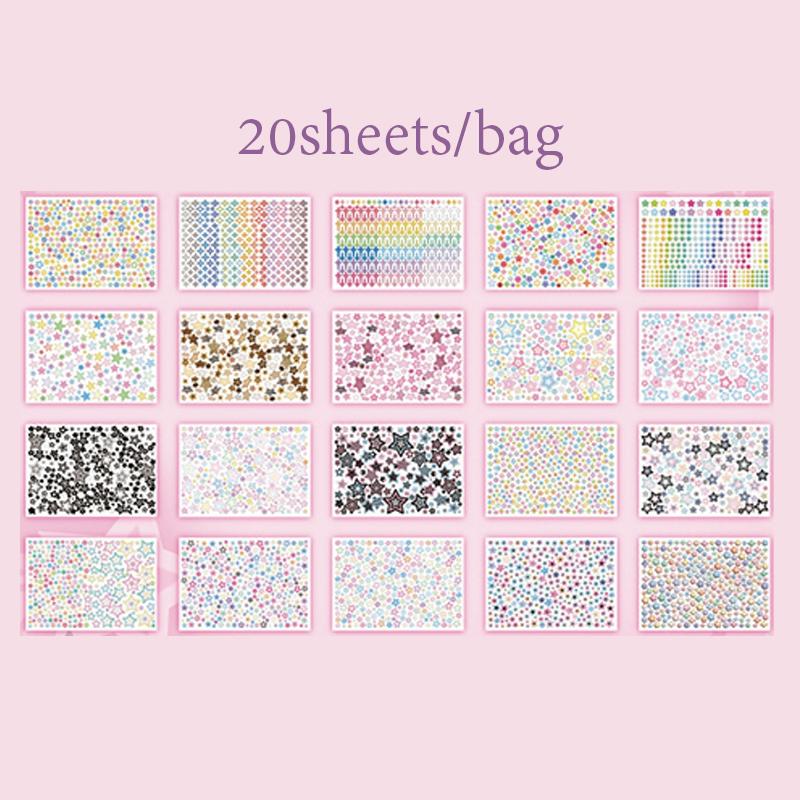 20sheets/bag Sticker Book Kawaii Cute Star Stickers Scrapbook Stationery DIY Journal Planner Decoration For Phone Case Notebook