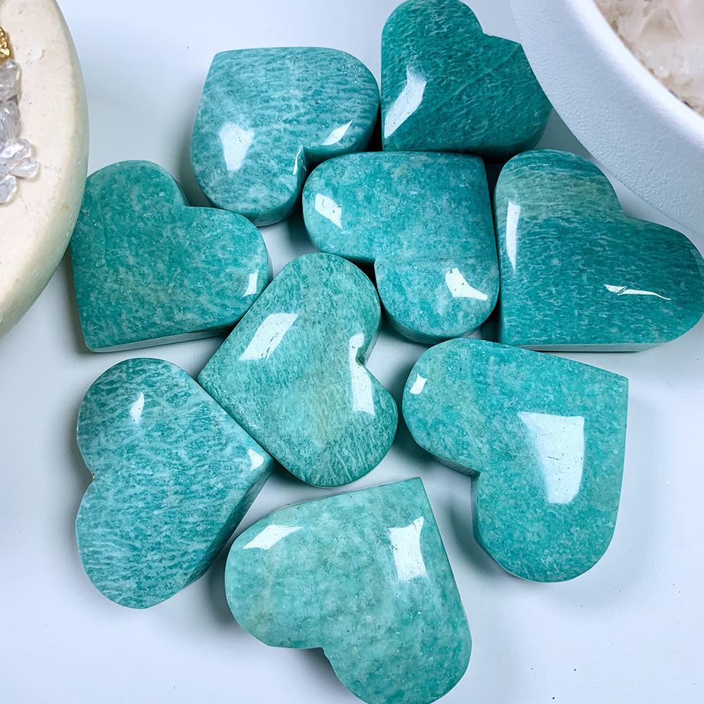 Natural Amazonite Heart Polished Amazonite Ornament for Home Desktop Decor (as the picture,One Size)
