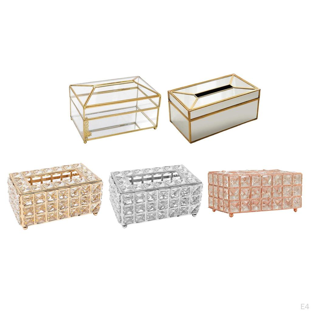 Bling Tissue Holder Box – Decorative Cover Dispenser Facial Paper Rectangular Glitter Diamond