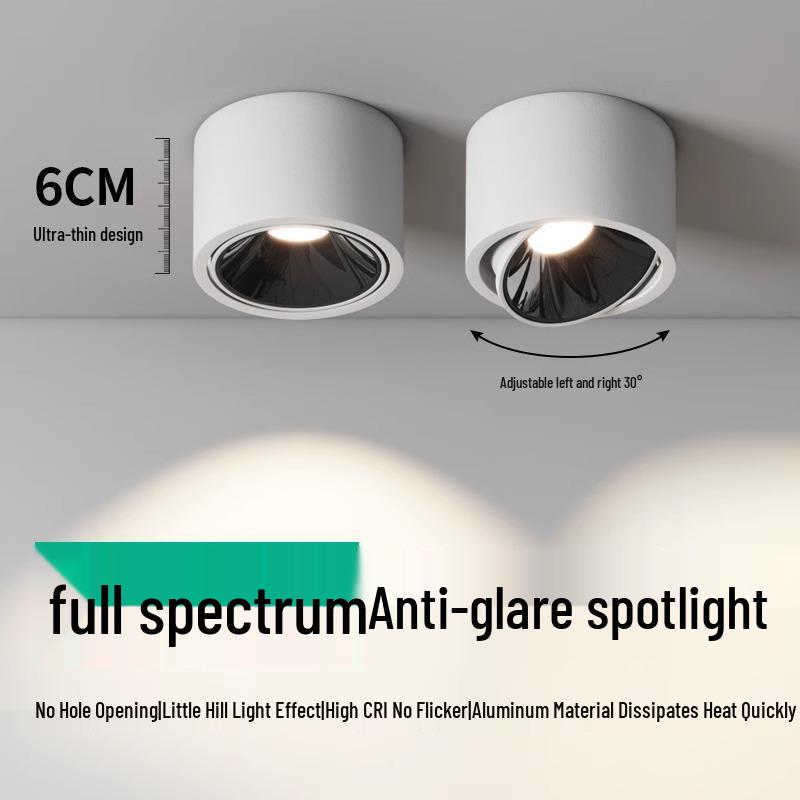 Ultra-Thin Adjustable Angle Anti-Glare Bullseye Spotlight for Living Room Ceiling
