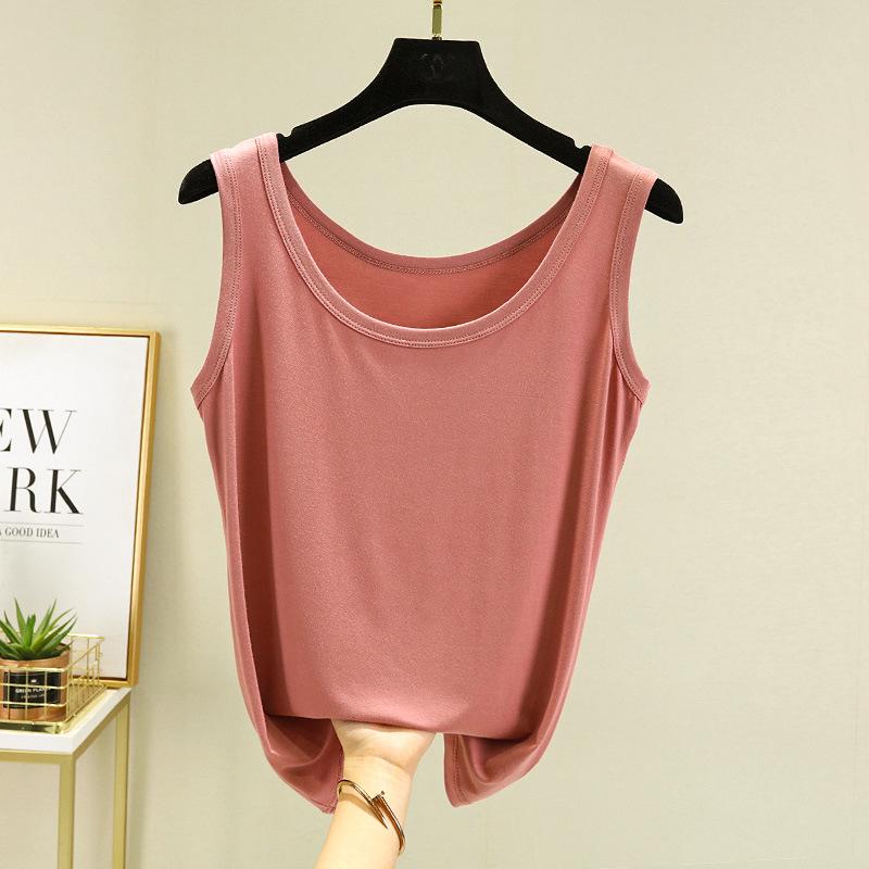 

Женская модальная однотонная майка без рукавов с U-образным вырезом, летняя утягивающая камисоль больших размеров M