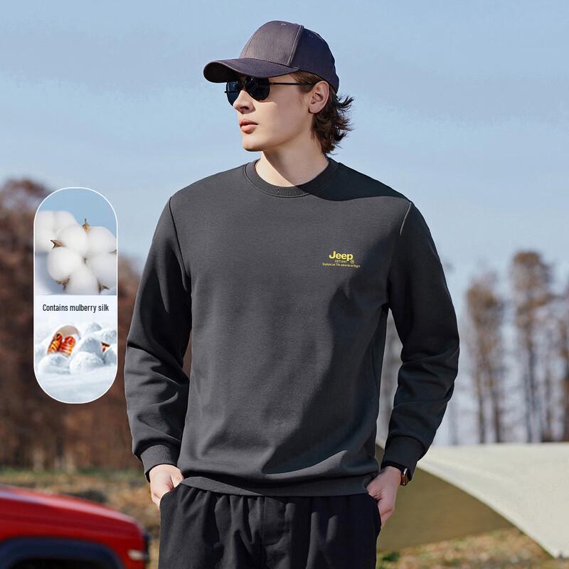 JEEP Men s Embroidered Mulberry Silk Blend Sweatshirt 2XL