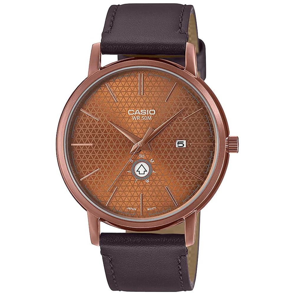 Casio MTP-B125RL-5AVDF Men s Brown Analog Watch Leather Strap 50m Water Resistant