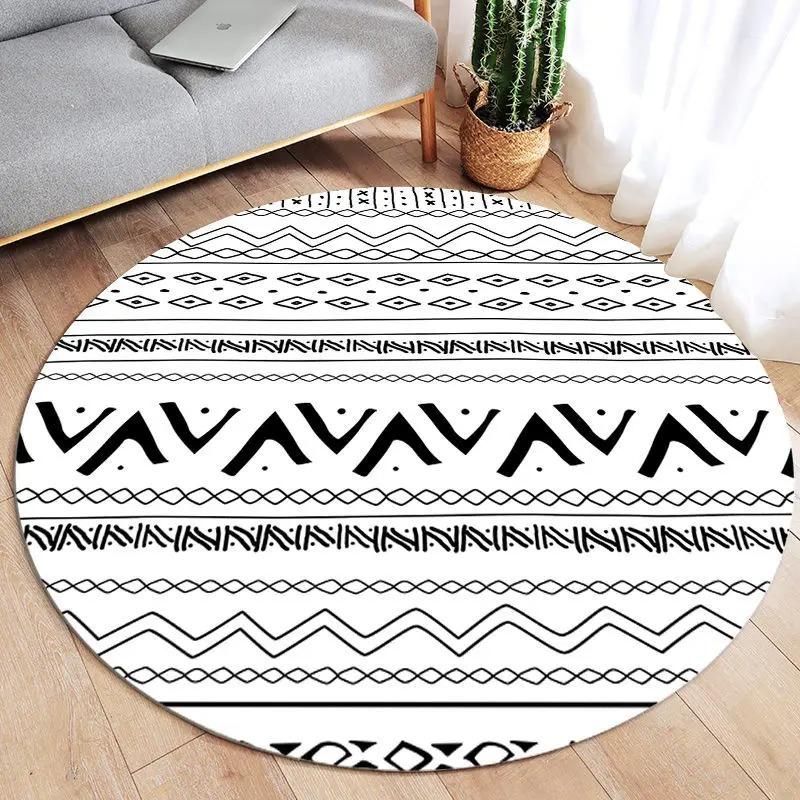 Retro Mandala Round Carpet Living Room Sofa Carpet Simple Home Decoration Bedroom Floor Mat Kitchen Bathroom Anti-slip Mat