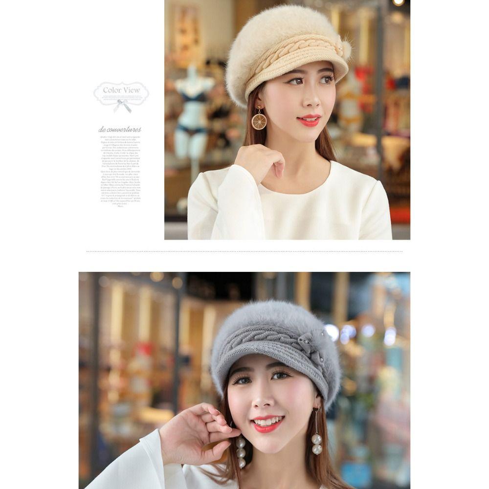 Plush Winter Hat 7 Colors Rabbit Fur Knitted Hat Accessories Beanie Hat Winter
