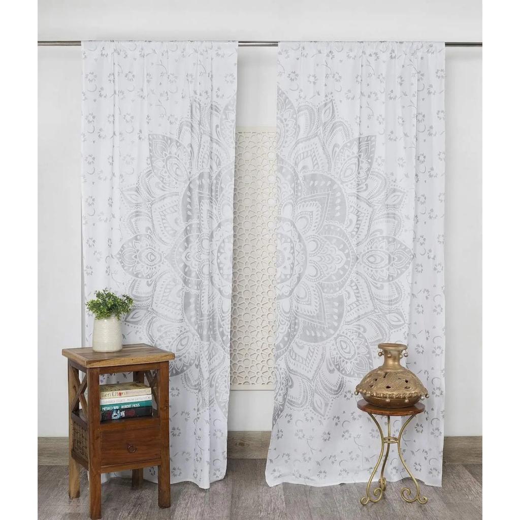 3D Print Black and Gold Hippy Mandala Curtain 2 Pieces Free Shipping Thin Curtains Room Bohemian Decoration Bedroom Living Room